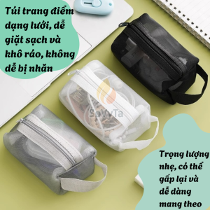 Túi lưới đựng đồ cá nhân mini -Túi đựng mỹ phẩm phụ kiện mini gọn nhẹ Túi vải lưới đựng đồ đa năng có quai xách -Túi du lịch nhỏ chống ẩm siêu nhẹ