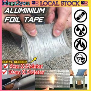 🇲🇾 Super Waterproof Butyl Rubber Aluminium Foil Repair Awning Anti-leakage Roof Tape Pipe Wall Sink Water Tank Raining Pita Pelekat Gam Kuat Membaiki Tampal Zink Tangki Air Paip Atap Rumah Bumbung Dinding Bocor Hujan Flex for Tape Super Strong