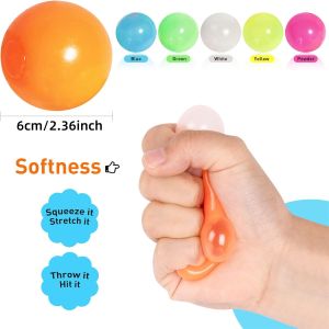 ZEEMIN 5/10Pcs Glow in The Dark Sticky Balls - Squishy Stress Relief Toys Fun Fidget Toys Sensory Decompression Toys for Kids & Adults
