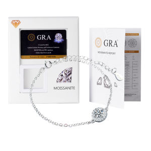 LOVETIA Moissanite S925 0.5CT Sterling Silver Musim Panas Kecil Segar Gelang Bulat Gadis Niche Gelang Hadiah Pacar XRZ001
