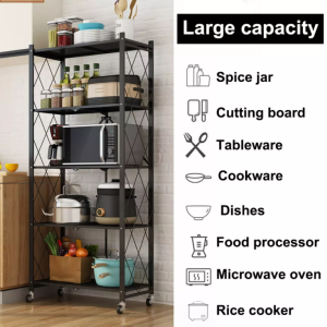 Sun Hardware 5 Layers Kitchen Organizer / microwave oven storage rack with wheels movable