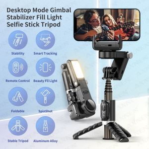 Q18 Gimbal Stabilizer Desktop Following the shooting Mode Smartphone Selfie Stick Tripod with Fill Light for Android IOS