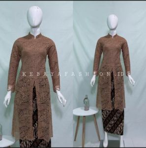 Kebaya (FREE HIJAB) tunik brokat Malika krah sanghai/kebaya wisuda/kebaya Pesta modren Malika-Shakeel Fashion