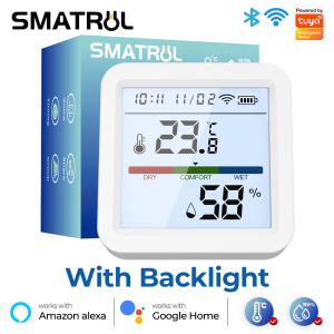 SMATRUL เซนเซอร์อุณหภูมิ–ความชื้น ZigBee 3.0 พร้อมจอ LCD วัดได้แม่นยำ ประหยัดพลังงาน รองรับ Alexa/Google Home สำหรับใช้งานภายในบ้าน