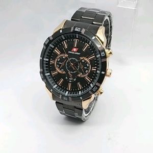 kombinasi mewah hitam rosegold jam pria