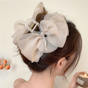 Mesh Bow Shark Clip Exquisite Bow Hairpins For Women Elegant Clip Perfect For Summer Headwear Accessories