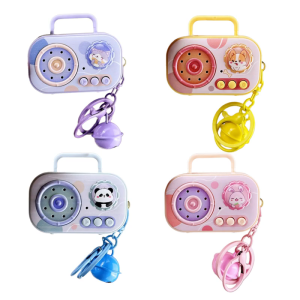 Vintage Style Mini Music Recorder Cartoon Music Box Keychain Featuring Builts In Music Box And Recording Capabilities