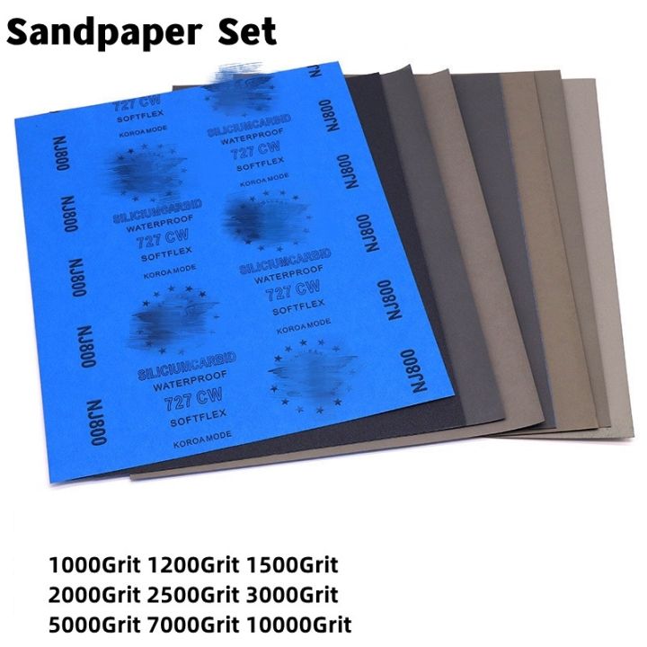 Sandpaper Set 1000 1200 1500 2000 2500 10000 Grit Sand Paper Water/Dry ...