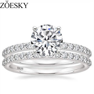 ZOESKY 1.25CT 925 Sterling Silver Bridal Ring Sets Round CZ Engagement Rings promise rings wedding bands for Women Size 4-11