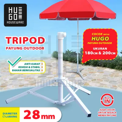 Kaki Tripod HUGO Diameter 28 mm Penyangga Payung Tenda Taman Pantai