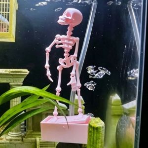 DUY26 Plastic Dancing Skeleton Aquarium Bubbler Air Driven 3D Printed Fish Tank Dance Skull Ornament Creative Gothic Dynamic Skeleton Bubbler Halloween Decor