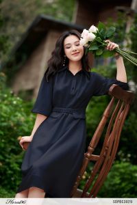 [Voucher 15% MOV 199K cap 100K Đầm xòe cổ đức tay lỡ HeraDG thiết kế công sở đơn giản tôn dáng chất liệu Recycle bảo vệ môi trường SDPBC3029