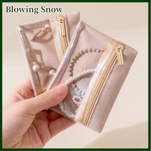Blowing Portable Velvet Jewelry Box Earrings Necklace Ring Bracelet Trinkets Accessory Zipper Pouch Travel Water-proof Dustproof Bag