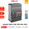 ABB Tmax XT3N (63A-250A) 250 TMD 3P (36kA) โมลดเคสเซอร์กิตเบรกเกอร์ (MCCB) Molded Case Circuit Breaker. 