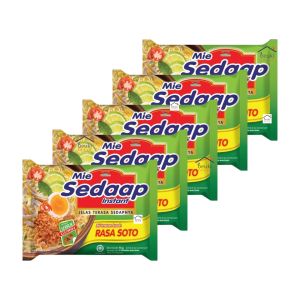 5PCS Mie Sedaap Kuah Rasa Soto Lengkap dengan Serbuk Koya Gurih