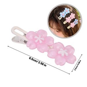 8pcs Sweet Jelly Sakura Hair Clips / Pink & Blue Floral Duckbill Clips / Non-slip Side Hairpins / Lovely Decor Accessories for Girls & Women