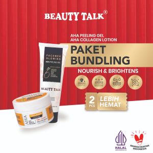 [Bundling hemat - 2 Pcs] BEAUTY TALK AHA Collagen Lotion 100ML +  AHA Peeling Gel 100 ML | Lotion Whitening & Gel Eksfoliasi | Perawatan Kulit Tubuh Mencerahkan Melembapkan & Halus