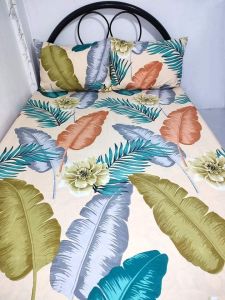 3in1 Garterized Bedsheet With Two Pillow Case Semi Cotton All Sizes Available Random Design