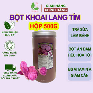 Hộp 500g bột khoai lang tím bột khoai lang nguyên chất làm bánh phẩm màu bột ăn dặm trà sữa đắp mặt