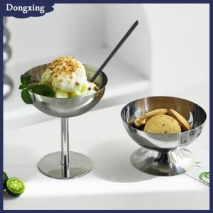 dongxing 2023 New Stainless Steel Goblet Cup Ice Cream Dessert Salad Bowl Fruit Plate Snack Dish KTV Bar Supplies