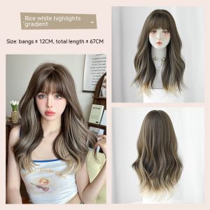 TSE Long Curly Big Waves Wig Natural Beige Highlights Full Cap For Women C-0364 55CM