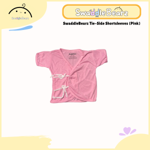 SwaddleBearz Newborn Cotton Tie-Side Short Sleeve Baby Bodysuits in Pink - Soft & Comfortable