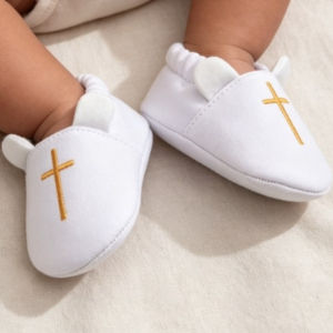 White Christening Shoes for Baby Boy 0 6 Months Cute Baby Girl Shoes Cotton Baptismal Newborn Infant Footwear Christening Gift