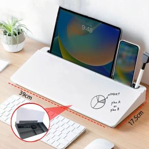 BESTOUR พลาสติก โต๊ะไวท์บอร์ด พร้อมที่เก็บของ แก้ว ขาตั้งคีย์บอร์ด Memo ร้อน คอมพิวเตอร์ตั้งโต๊ะ กระดานข้อความ คอมพิวเตอร์ตั้งโต๊ะ