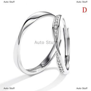 [COD] Auto Stuff แหวนคู่รัก1คู่แหวนคริสตัลเพชรหมั้นเครื่องประดับแหวนปรับได้