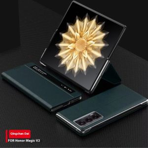 0930[Local Stock] Christmas Halloween For Honor Magic V2 Smart Window Leather Phone Case For Magic V 2 Ultra-thin Shockproof magneticed Flip Phone Cover h261009