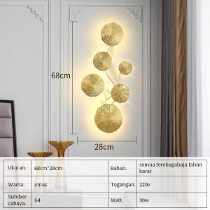 ✨Garansi & COD✨lampu dinding tempel aesthetic lampu hias dinding hiasan dinding aesthetic kamar tidur Eamas bentuk teratai 3 Warna termasuk G4 kamar tidur ruang makan studi balkon koridor 50*25cm bsu