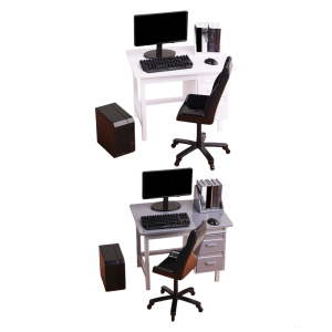 Compact Gray Office Scene Model With Precise Proportions Ideal For Photography And DIY Projects