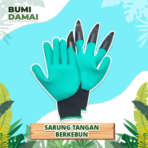 Bumi Damai Sarung Tangan Ajaib Berkebun Gardening Glove Waterproof Tahan Air 4 Pcs Cakar Plastik Gali Tanah Anti Kotor Murah Bagus