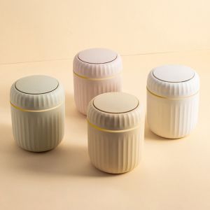 ERHANA Press Type Mini Trash Can Round/Triangle Non-slip Plastic Waste Bin Creative Multi-functional Desk Storage Box Bedroom