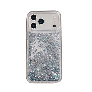 Bling Quicksand Case Cover for iPhone 17 16 Pro Max Shell Glitter Gloss Silver Blue Moving Sequins Silicone Anti-fall Hard Funda