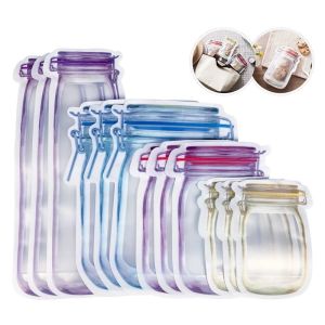 [Gnker] Reusable Mason Jar Bottles Bags Nuts Candy Cookies Bag Waterproof Seal Fresh Food Storage Bag Snacks Sandwich Zip Lock Bags