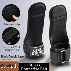 Double Layer PU Leather Gloves Wrist Strap Anti-Skid Weight Lifting Gloves Grip Pads Training Gloves