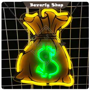 ถุงเงิน ขนาด 34 X 28 X 1.5cm ป้ายไฟนีออน หน้าร้าน ป้ายไฟตัวอักษร ตกแต่งหน้าร้าน สร้างความโดดเด่นให้ร้านคุณ