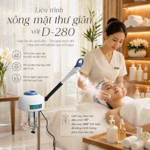 Máy Xông Hơi Spa D-208 | Đài Loan 1 Cần Nóng Xoay Linh Hoạt | Bảo hành 12 Tháng
