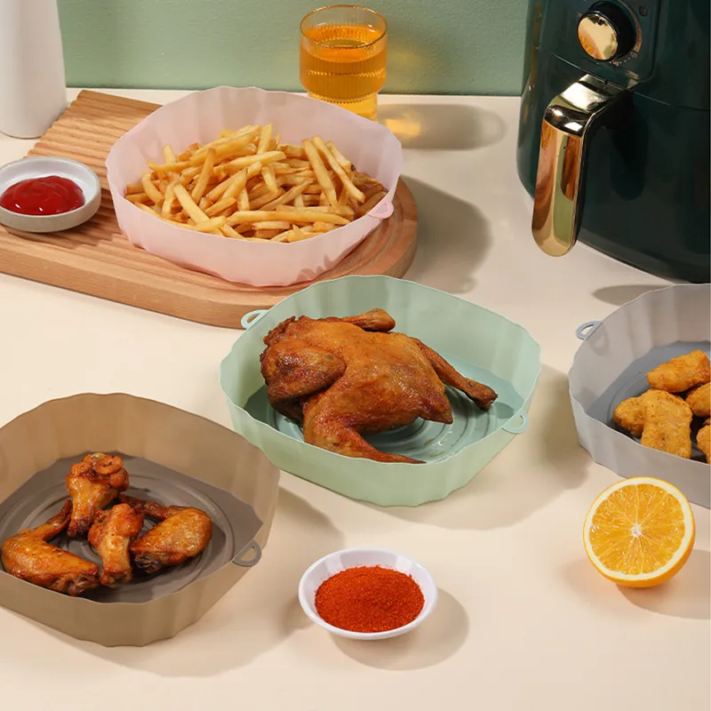 Houseeker Air Fryer Silicone Baking Tray Reusable Mat Non-Stick Pizza Fried  Chicken Baking Microwave Pads Baking Mat Oven Air Fryer Liner