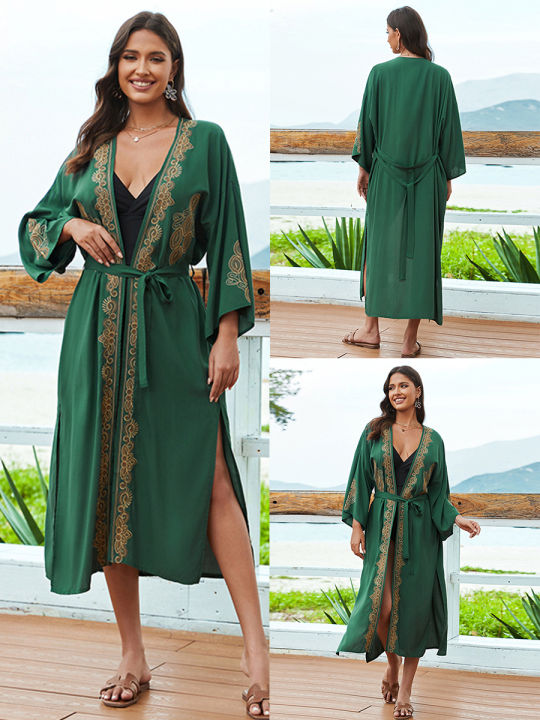 Brown Leopard Sassy & Chip Kimono Tunic Cover Up Top