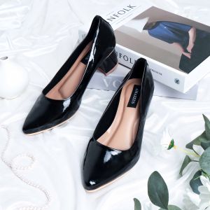 Amazeus MEYER Sepatu Kerja Wanita 5CM Glossy High Heels Pantopel