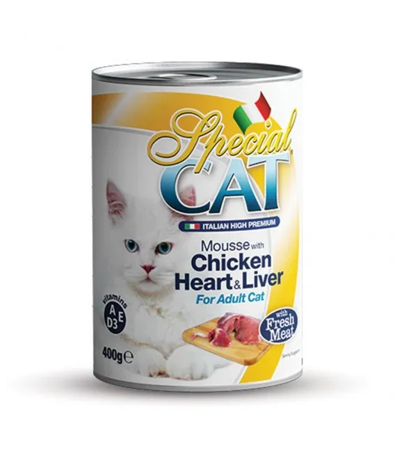 MONGE SPECIAL CAT MOUSSE WITH CHICKEN HEART LIVER 400G CAT WET