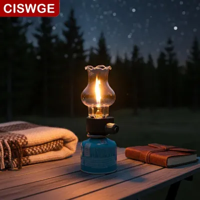 [COD] CISWGE SHOP ไฟแก๊สบิวเทนแบบพกพาเหมาะสำหรับตั้งแคมป์ตกปลาและปิกนิกแสงเทียนกลางแจ้งขนาดกะทัดรัดพร้อมไฟกลางคืน1ชิ้น