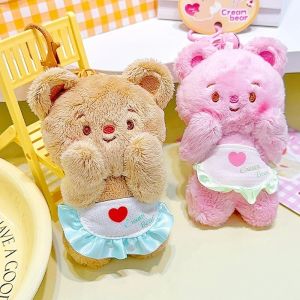 Cute Butter Bear Pendant Keychain Stuffed Plush Doll Toy Car Backpack Hangings Ornament Gifts