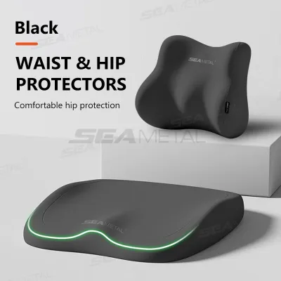 🇵🇭 SEAMETAL Memory Foam Car Seat Cushion Lumbar Support Set Universal for Office Chair Wheelchair Relieve Pain of Back