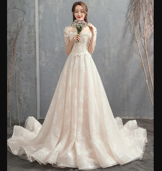 dress wedding party elegant designer gowns applique pattern - Main Image