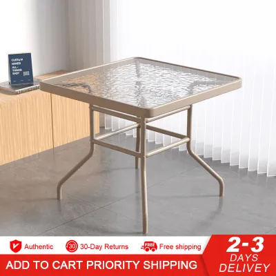 Coospro Versatile Glass-Top Portable Outdoor Tables with Sturdy Iron Frame for Courtyard Balcony & Casual Entertaining