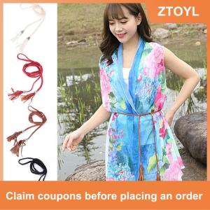 【ZTOYL】 Boho Phụ Nữ Đơn Giản PU Da Tassel Bện Tự Tie Vành Đai Thắt Lưng Mỏng Dây Thừng Thắt Lưng