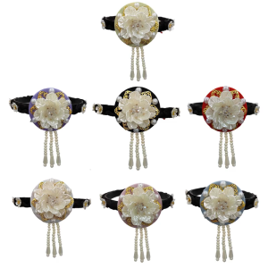 Traditional Korean Hanbok Headband for Women and Girls Elegant Flower Pearls Hair Hoop Stage Dance Hair Accessory
